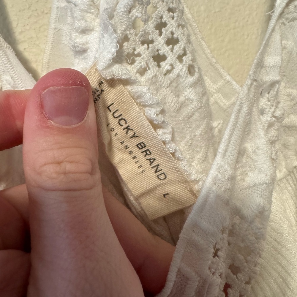Lucky Brand Ivory Lace Detail Top - Picture 2 of 3